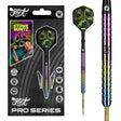 Image of the Shot Pro Series Stowe Buntz 3.0 Turbo Point 90% Tungsten Steel Tip Darts displayed for retail sale with product packaging