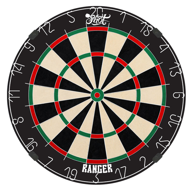 Shot Ranger Bristle Dartboard main product image showing the dartboard and product contents
