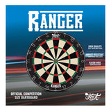 Shot Ranger Bristle Dartboard outer box image showing the retail packaging and branding