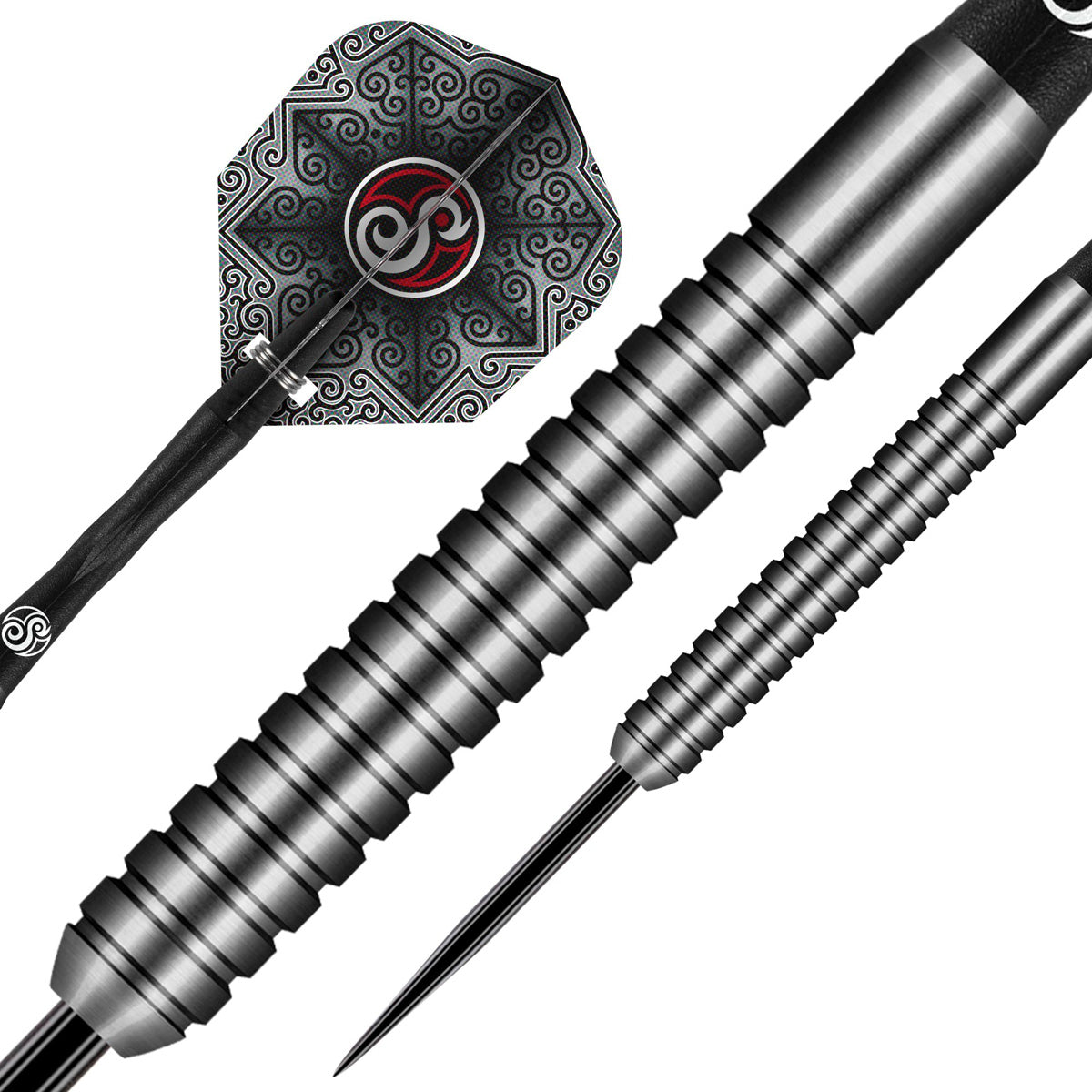 Raymond Smith Steel Tip Darts dynamic product image highlighting the full dart setup and barrel design