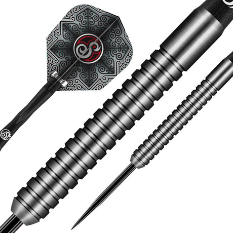 Raymond Smith Steel Tip Darts dynamic product image highlighting the full dart setup and barrel design
