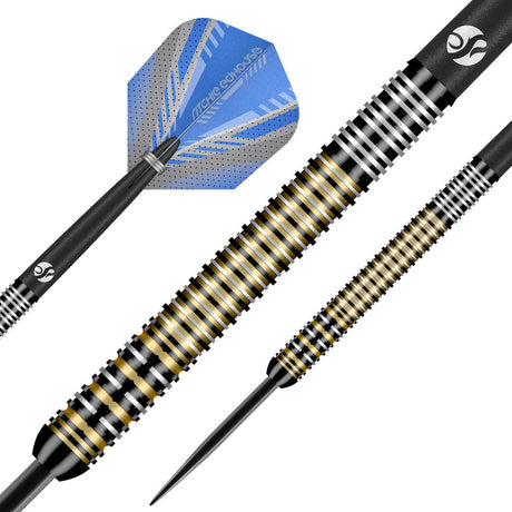 Ritchie Edhouse Madhouse Steel Tip Darts dynamic product image highlighting the full dart setup and barrel design