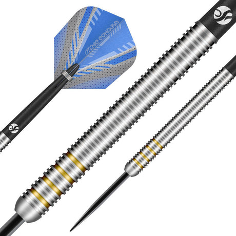 Ritchie Edhouse Steel Tip Darts dynamic product image highlighting the full dart setup and barrel design