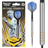 Ritchie Edhouse Steel Tip Darts main product image showing the darts, packaging, flights, shafts, and included accessories