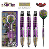 Roman Empire Caesar Steel Tip Darts main product image showing the darts, packaging, flights, shafts, and included accessories