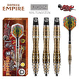 Roman Empire Legion Steel Tip Darts main product image showing the darts, packaging, flights, shafts, and included accessories