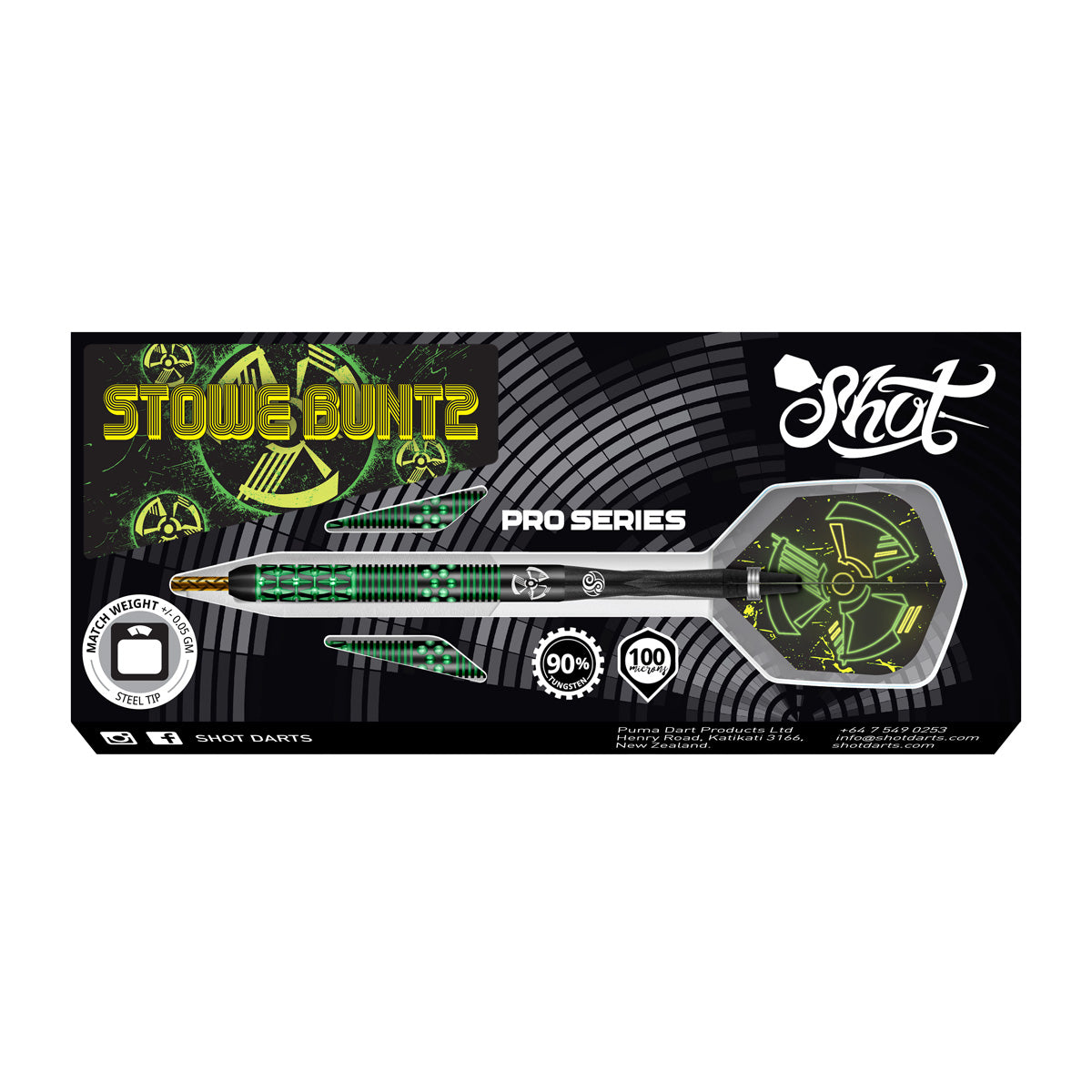 Shot Stowe Buntz 2.0 90% Tungsten Steel Tip Darts – Double Top Darts