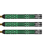 Stowe Buntz 2.0 Black Steel Tip Darts close up image showing detailed grip patterns, black coating, machining, and precision craftsmanship