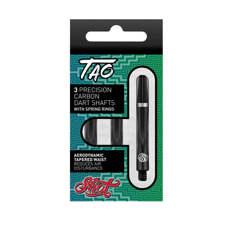 Shot Tao Carbon Shaft with Spring Ring Dart Stems packaging image showing the retail pack design and included contents