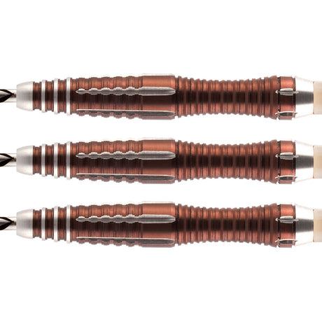 Tribal Weapon 1 Series Steel Tip Darts close up image showing detailed grip patterns, machining, coating, and precision craftsmanship