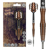 Image of the Shot Tribal Weapon 1 Series Turbo Point 90% Tungsten Steel Tip Darts displayed for retail sale with product packaging