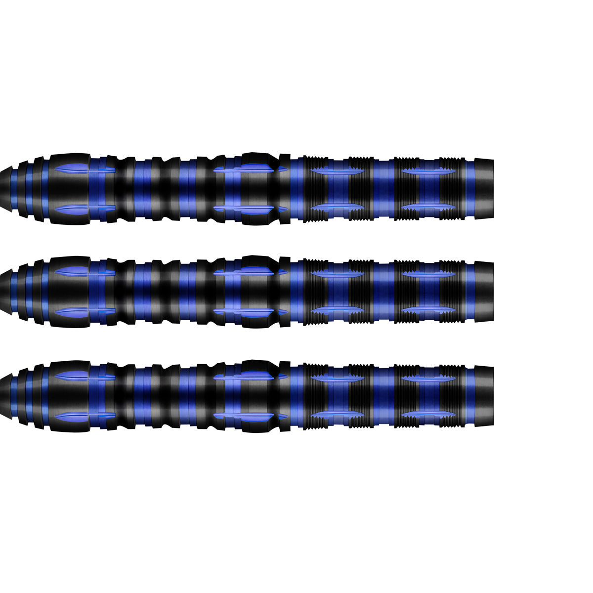 Tribal Weapon Java Steel Tip Darts close up image showing detailed grip patterns, machining, coating, and precision craftsmanship
