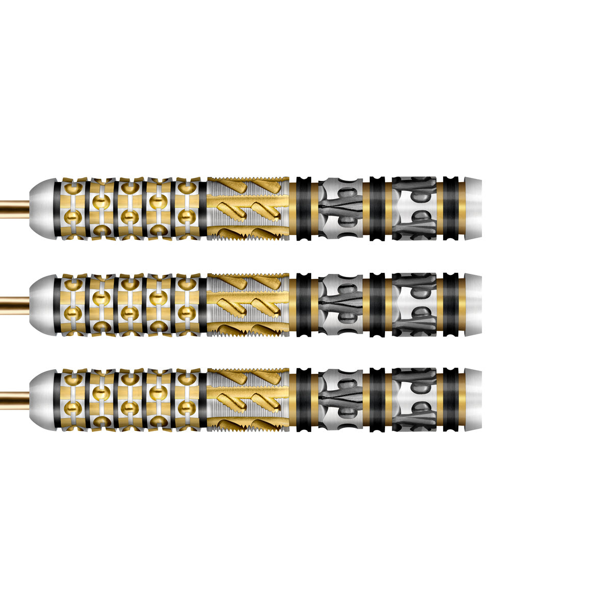 Viking Odin Steel Tip Darts close up image showing detailed grip patterns, machining, coating, and precision craftsmanship