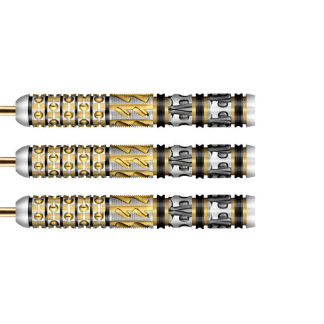 Viking Odin Steel Tip Darts close up image showing detailed grip patterns, machining, coating, and precision craftsmanship