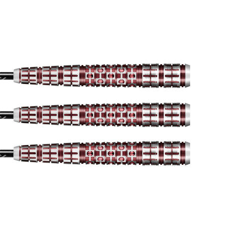 Viking Rannsaka Steel Tip Darts close up image showing detailed grip patterns, machining, coating, and precision craftsmanship