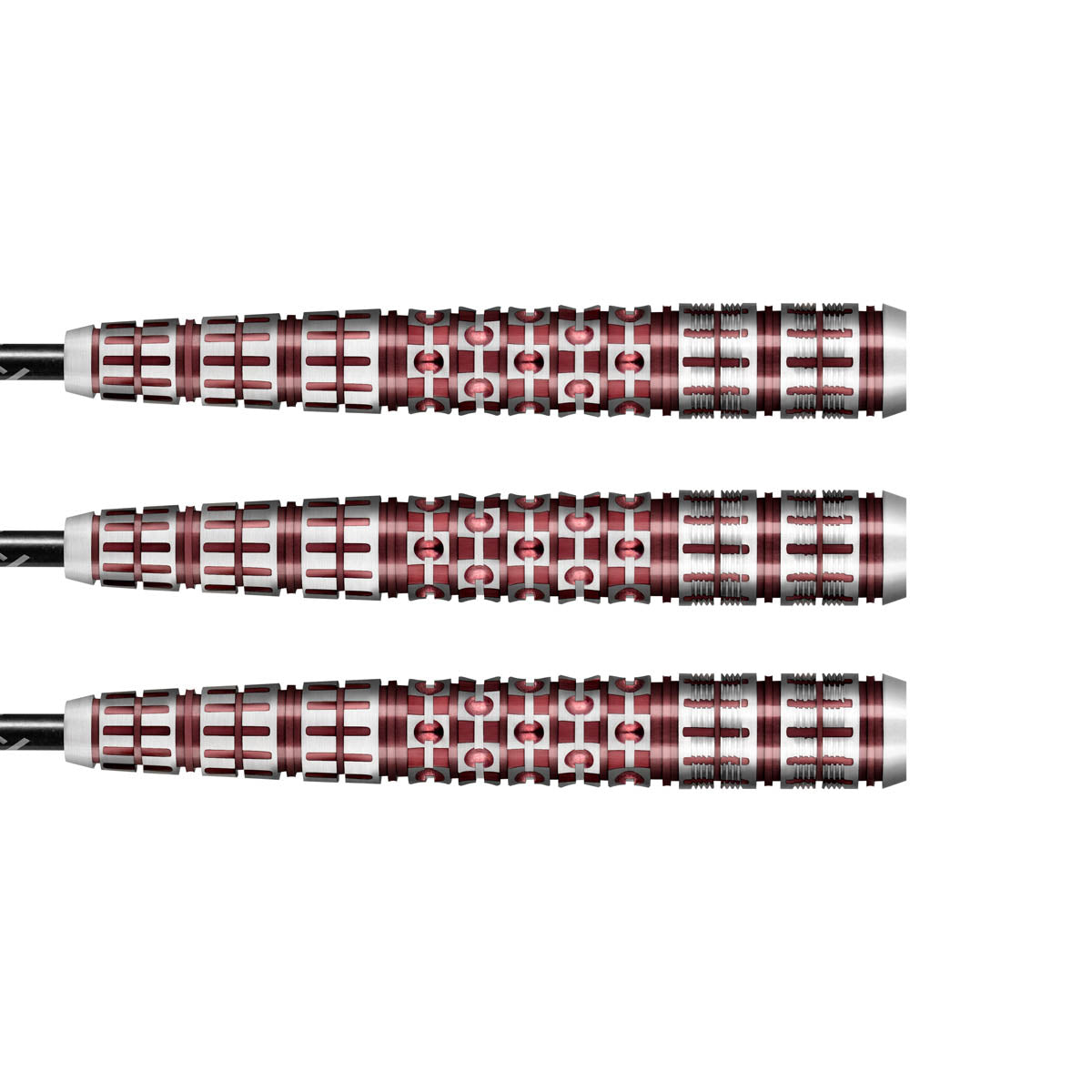 Viking Rannsaka Steel Tip Darts close up image showing detailed grip patterns, machining, coating, and precision craftsmanship