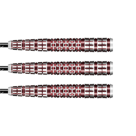 Viking Rannsaka Steel Tip Darts close up image showing detailed grip patterns, machining, coating, and precision craftsmanship