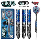 Viking Raven Steel Tip Darts main product image showing the darts, packaging, flights, shafts, and included accessories