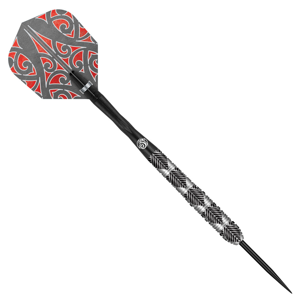 Warrior Awe Steel Tip Darts angled product image displaying the barrel profile, grip layout, and design features