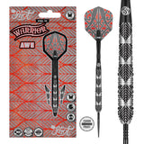 Image of the Shot Warrior Awe Turbo Point 90% Tungsten Steel Tip Darts displayed for retail sale with product packaging