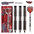 Warrior Hautoa Steel Tip Darts main product image showing the darts, packaging, flights, shafts, and included accessories