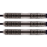 Warrior Hautoa Steel Tip Darts close up image showing detailed grip patterns, machining, coating, and precision craftsmanship