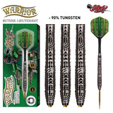 Warrior Rutene Steel Tip Darts main product image showing the darts, packaging, flights, shafts, and included accessories