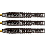 Warrior Rutene Steel Tip Darts close up image showing detailed grip patterns, machining, coating, and precision craftsmanship