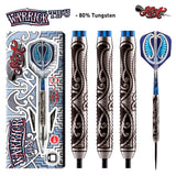 Warrior Tipu Steel Tip Darts main product image showing the darts, packaging, flights, shafts, and included accessories