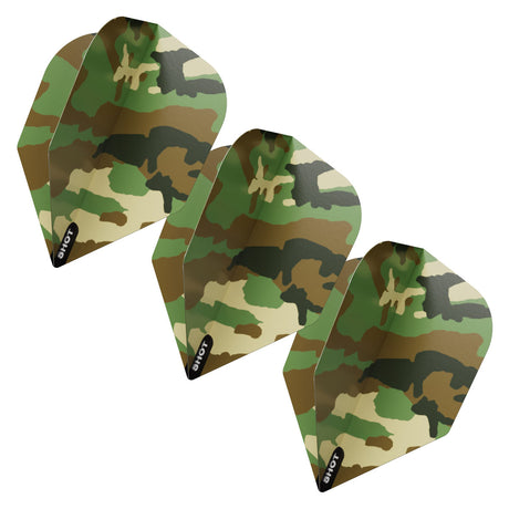 Shot Woodlands Camo Green Dart Flights No6