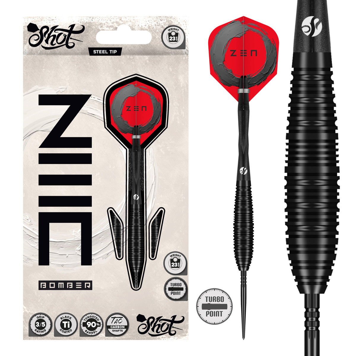 Bダッシュ Shot Zen Bomber Turbo Point 90% Tungsten Steel Tip Darts – Double