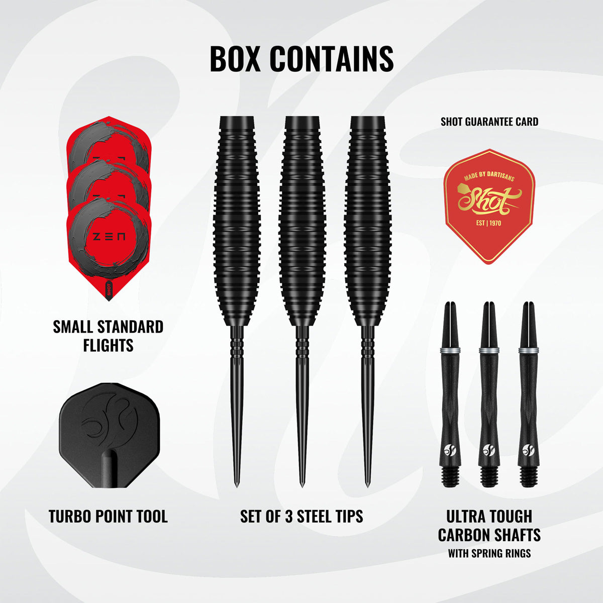 Shot Zen Bomber Turbo Point 90% Tungsten Steel Tip Darts – Double