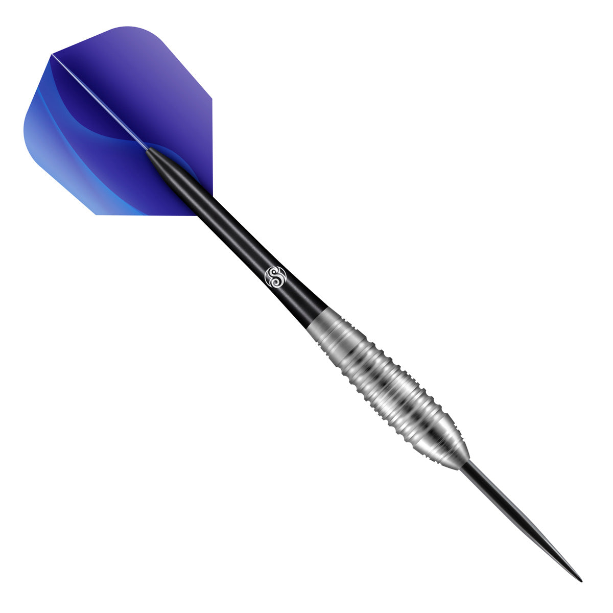 Zen Budo Steel Tip Darts angled product image displaying the barrel profile, grip layout, and design features