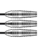 Zen Budo Steel Tip Darts close up image showing detailed grip patterns, machining, coating, and precision craftsmanship