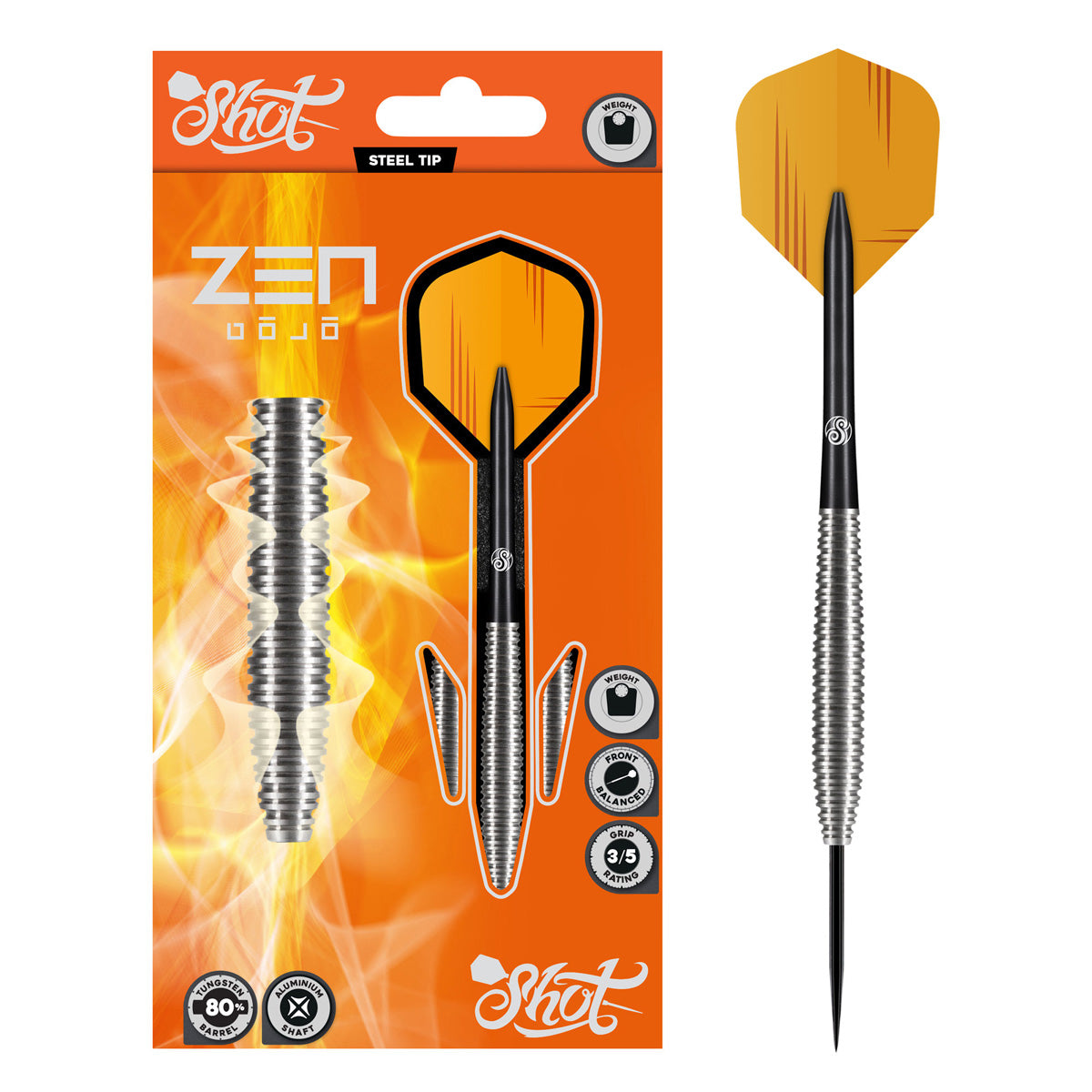 Zen Dojo Steel Tip Darts packaging exterior image showing the outer box artwork, branding, and presentation design