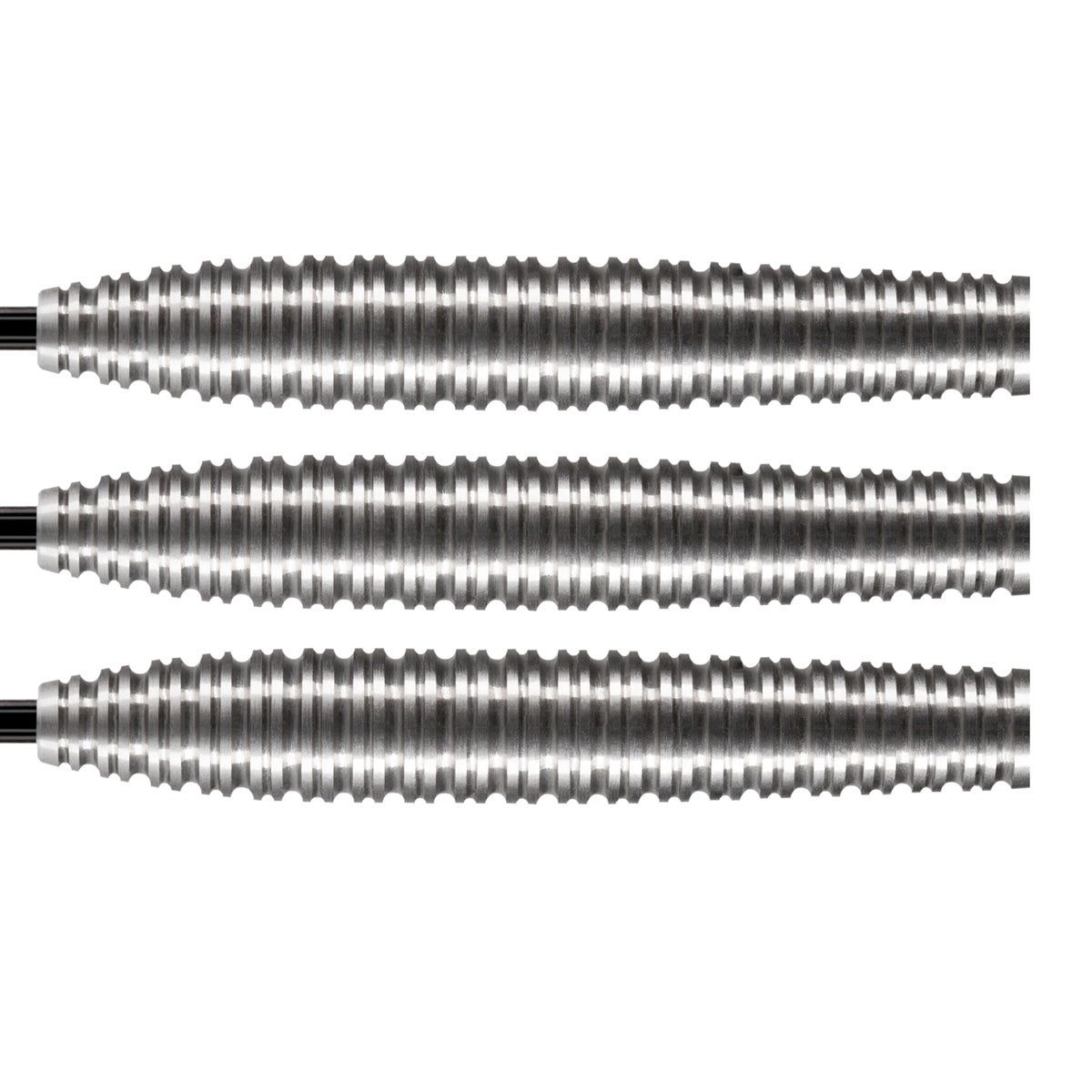 Zen Dojo Steel Tip Darts close up image showing detailed grip patterns, machining, coating, and precision craftsmanship