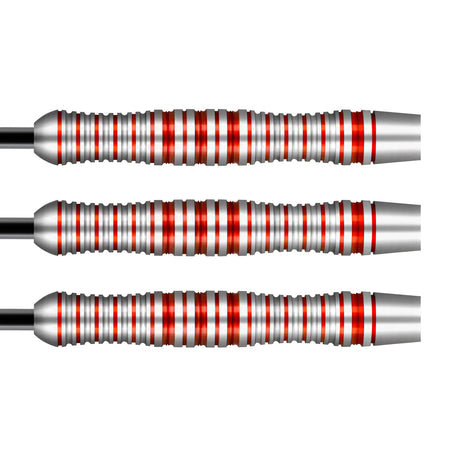 Zen Enso Steel Tip Darts close up image showing detailed grip patterns, machining, coating, and precision craftsmanship