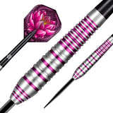 Zen Juji Steel Tip Darts dynamic product image highlighting the full dart setup and barrel design