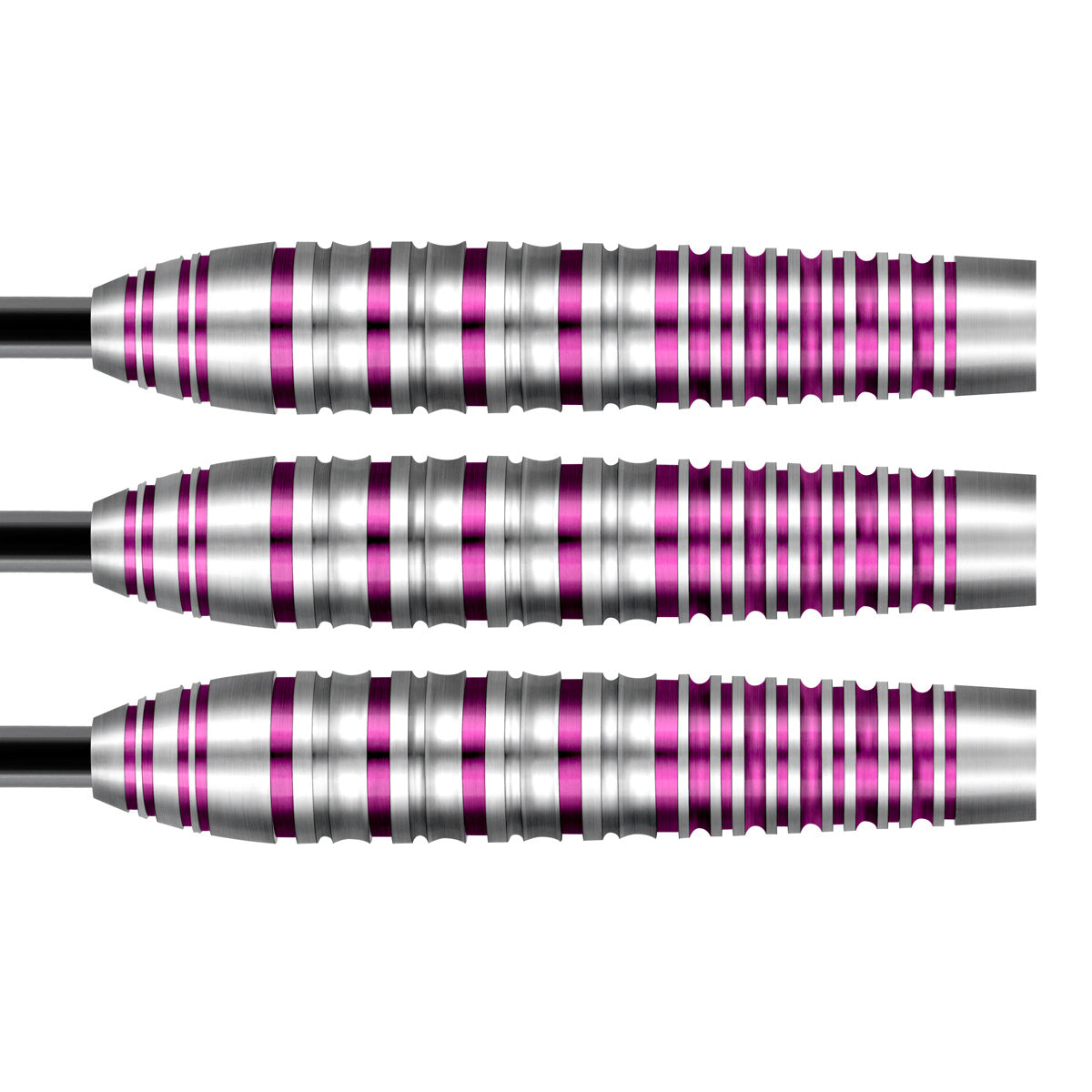 Zen Juji Steel Tip Darts close up image showing detailed grip patterns, machining, coating, and precision craftsmanship