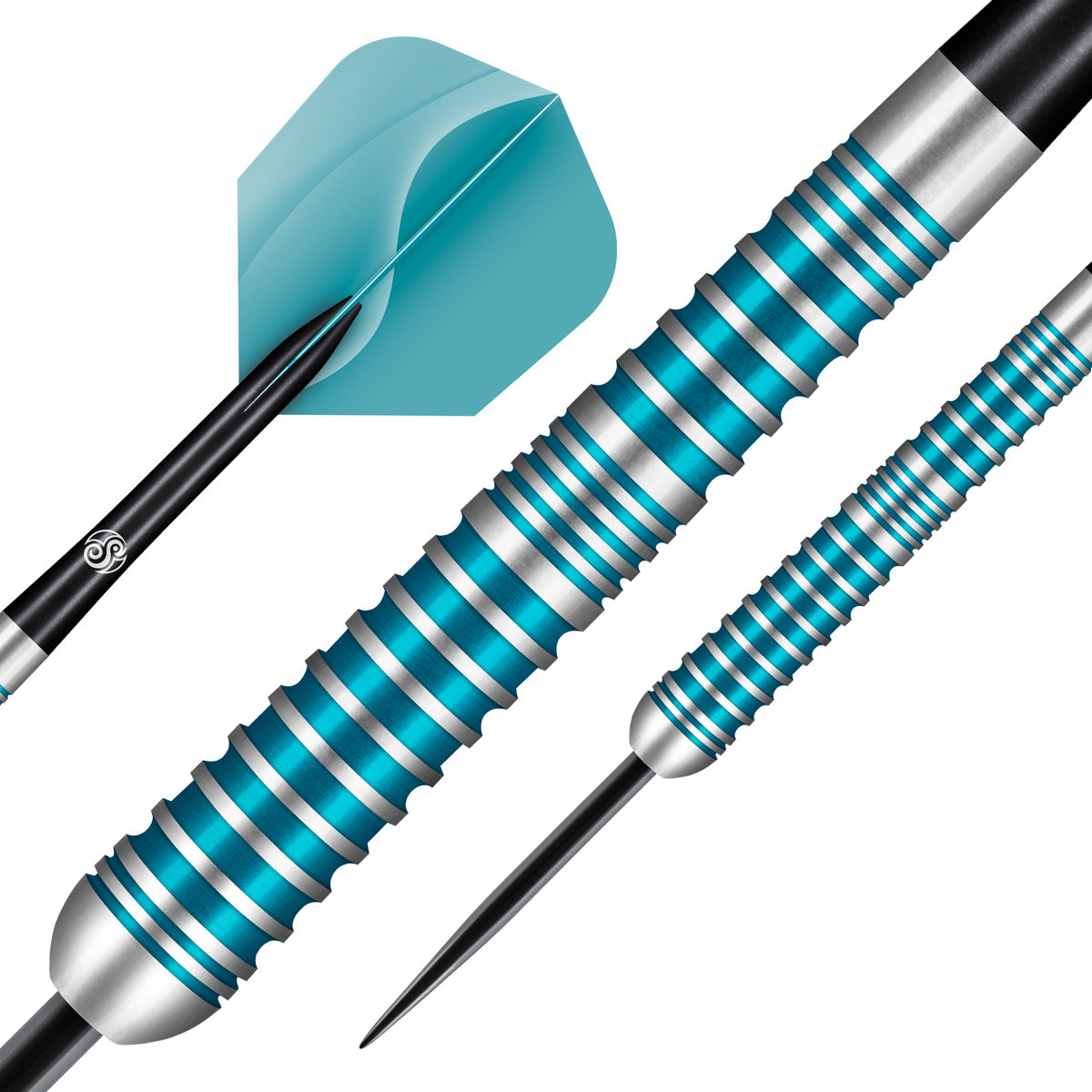 Zen Jutsu V2 Steel Tip Darts dynamic product image highlighting the full dart setup and barrel design