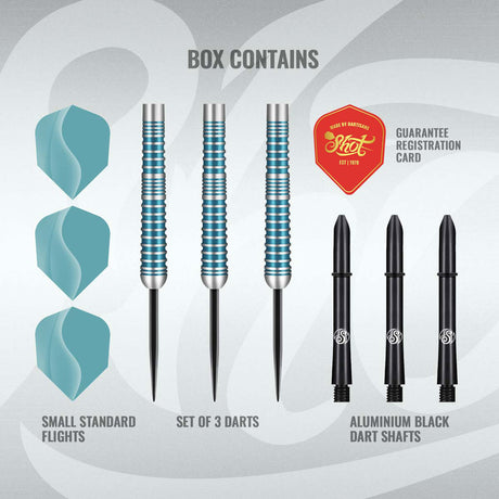 Zen Jutsu V2 Steel Tip Darts contents image displaying everything included inside the package