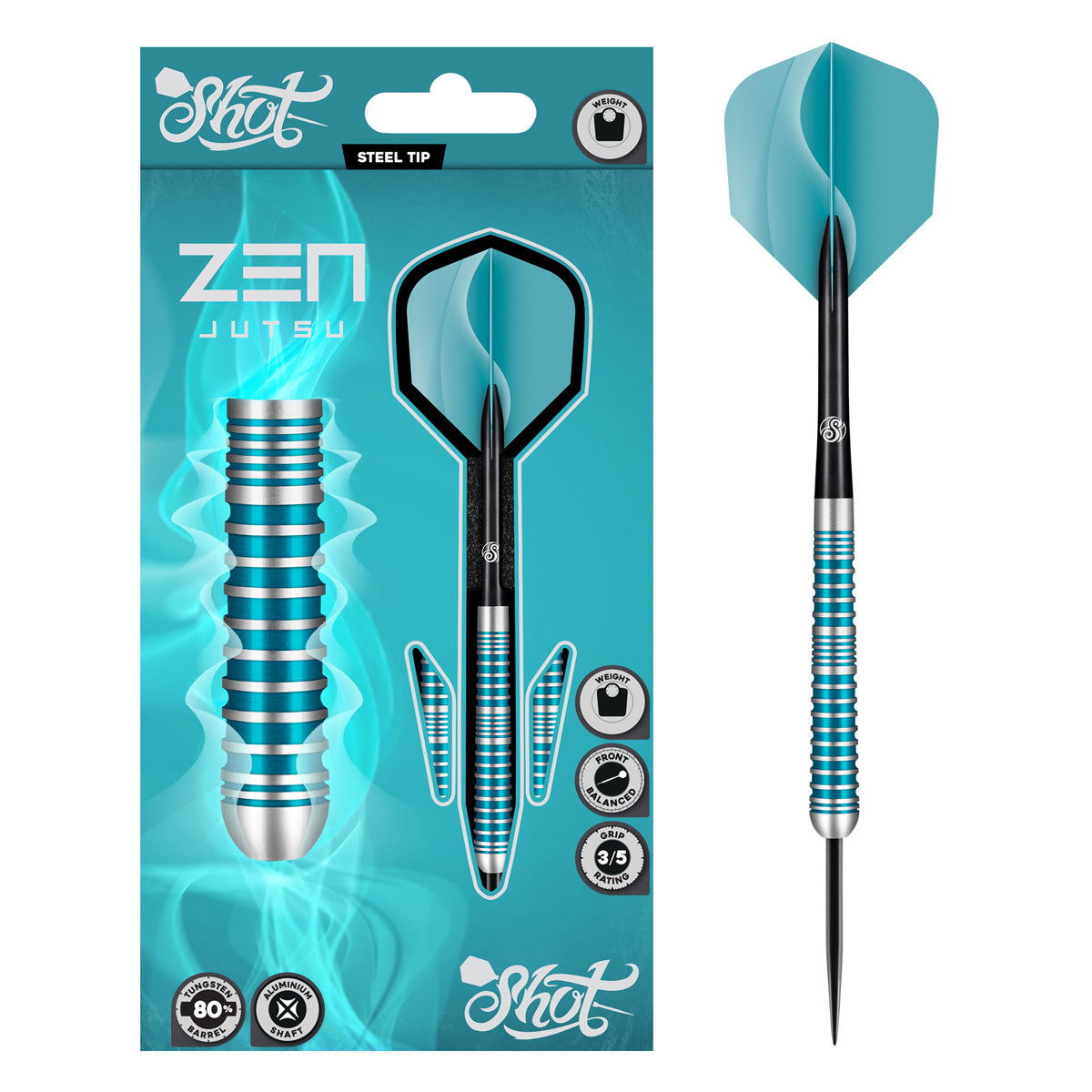 Zen Jutsu V2 Steel Tip Darts packaging exterior image showing the outer box artwork, branding, and presentation design