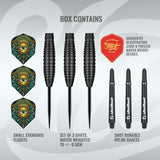 Zen Kensho Steel Tip Darts contents image displaying everything included inside the package