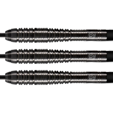 Zen Roshi Steel Tip Darts close up image showing detailed grip patterns, machining, coating, and precision craftsmanship