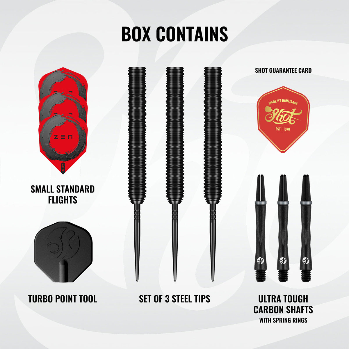 Shot Zen Straight Turbo Point 90% Tungsten Steel Tip Darts