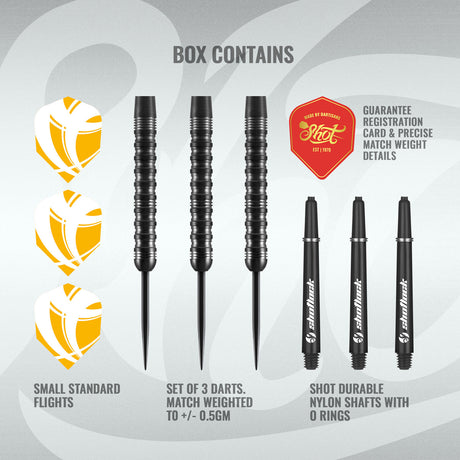 Zen Tanto Steel Tip Darts contents image displaying everything included inside the package