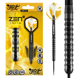 Zen Tanto Steel Tip Darts main product image showing the darts, packaging, flights, shafts, and included accessories