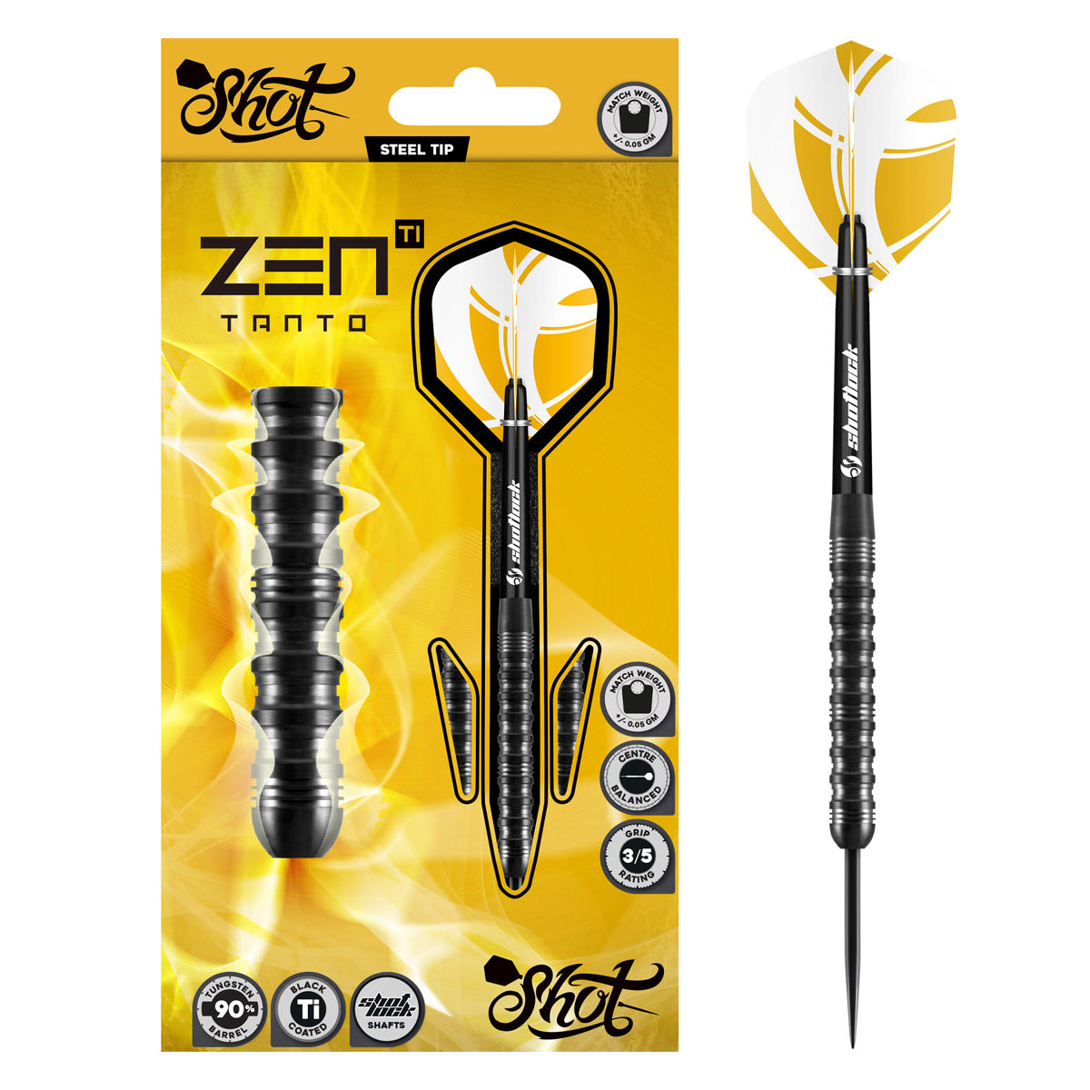 Zen Tanto Steel Tip Darts packaging exterior image showing the outer box artwork, branding, and presentation design