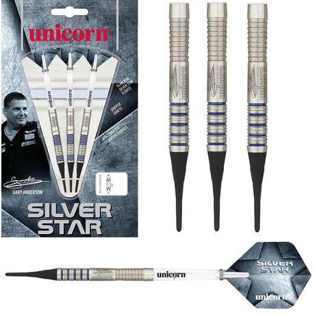 Gary Anderson Silver Star Style 2 80% Tungsten Soft Tip Darts by Unicorn