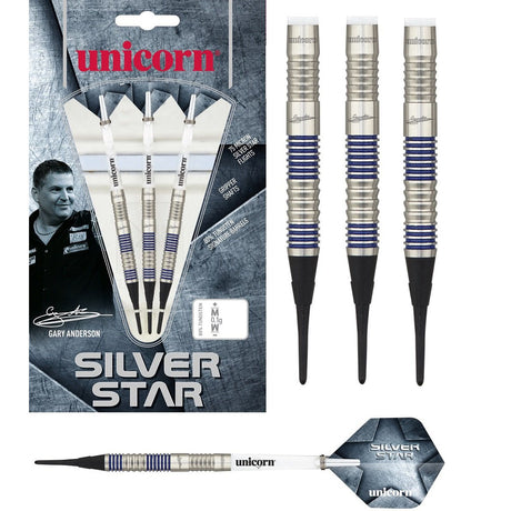 Gary Anderson Silver Star Style 3 80% Tungsten Soft Tip Darts by Unicorn